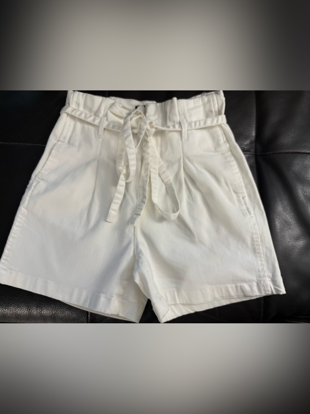 Black Label Cream High-Waist Paperbag Tie Shorts